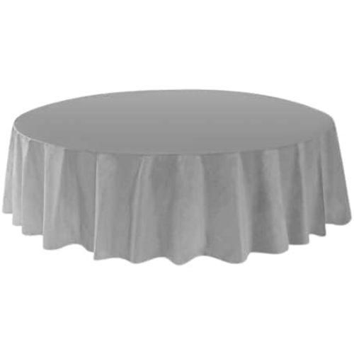 38 SQ. ft Round Plastic Table Cover, Gray - 2/PCS