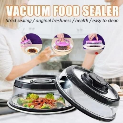 BRBCA - Vacuum Food Fresh Cover, Instant Vacuum Food Sealer, Plate Cover Airtight Vacuum Food Cover Kitchen Instant Vacuum Food Fresh Cover, For Preserving Meals, Leftovers, Fruits And Other Foods (Black-L)