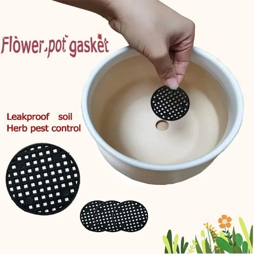 MODAIO-30/PCS Flower Pot Gasket, Mesh Pad, Fleshy Flower Pot, Leakproof Soil Pad, Round Plastic Breathable Mesh Pad, Small, Medium and Large Flower Pot, Mesh Pad-Black