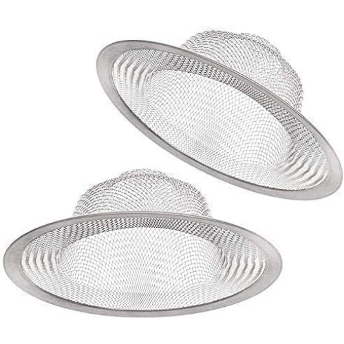 2-Pack of 4.5" Stainless Steel Mesh Standard Size Kitchen Sink Drain Strainer, Silver-(2-Pack)