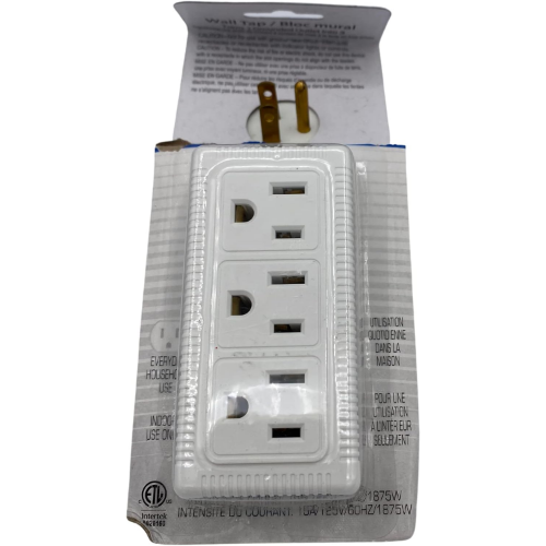 BRBCA - 2-Pack Spaced 3 Outlet Grounded Outlet Extender Wall Tap