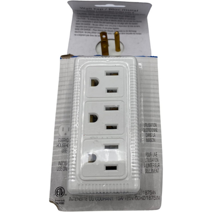 BRBCA - 2-Pack Spaced 3 Outlet Grounded Outlet Extender Wall Tap