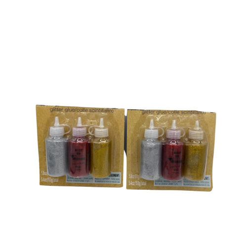 MODAIO-Colored Glitter Glue, 3-ct. Packs - 2/Packs - Total 6-ct (Silver-Red-Gold)