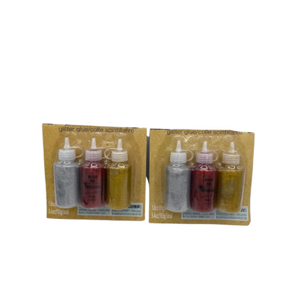 MODAIO-Colored Glitter Glue, 3-ct. Packs - 2/Packs - Total 6-ct (Silver-Red-Gold)