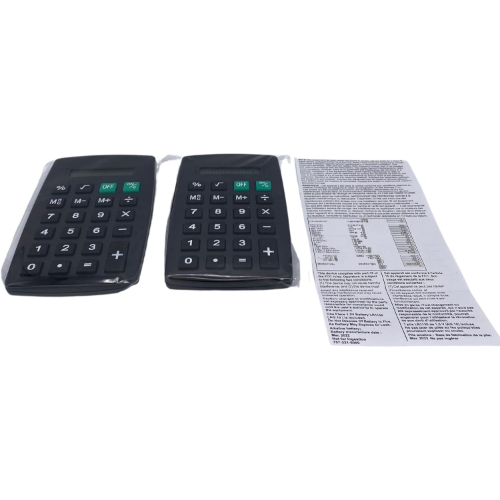 Black Pocket Calculator (Battery Included) Eight(8) Digit Display (4.5" x 2.75") - (2-Packs)