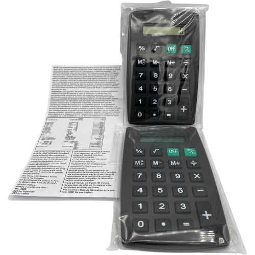 Black Pocket Calculator (Battery Included) Eight(8) Digit Display (4.5" x 2.75") - (2-Packs)