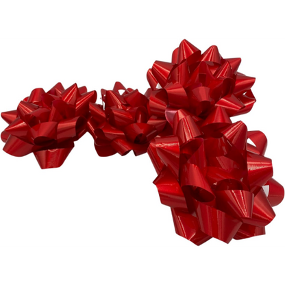 BRBCA - Loop Bow Sparkly Color for Gift Wrapping - 2-Packs - Total 4-Bows (Red)