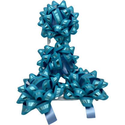 BRBCA - Loop Bow Sparkly Color for Gift Wrapping - 2-Packs - Total 4-Bows (Blue)