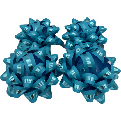 BRBCA - Loop Bow Sparkly Color for Gift Wrapping - 2-Packs - Total 4-Bows (Blue)