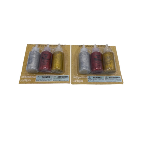 MODAIO-Colored Glitter Glue, 3-ct. Packs - 2/Packs - Total 6-ct (Silver-Red-Gold)