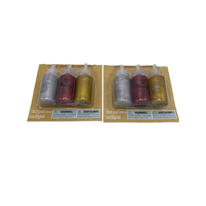 MODAIO-Colored Glitter Glue, 3-ct. Packs - 2/Packs - Total 6-ct (Silver-Red-Gold)