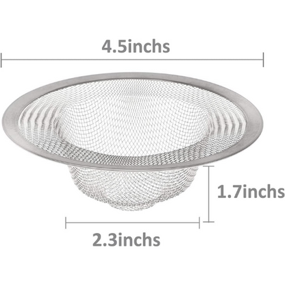 2-Pack of 4.5" Stainless Steel Mesh Standard Size Kitchen Sink Drain Strainer, Silver-(2-Pack)