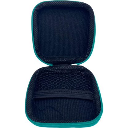 MODAIO-Brightly Colored Portable Small Earbud Carrying Case Storage Bag for Earphone, Earbud, Earpieces, SD Memory Card, Camera Chips (Turquoise and Hot Pink-Square)