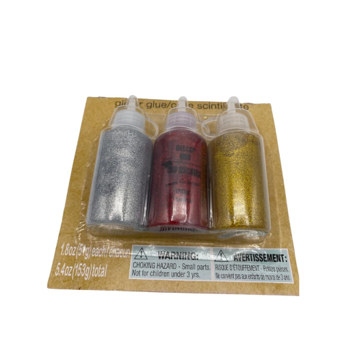 MODAIO-Colored Glitter Glue, 3-ct. Packs - 2/Packs - Total 6-ct (Silver-Red-Gold)