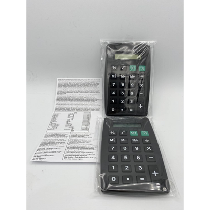 Black Pocket Calculator (Battery Included) Eight(8) Digit Display (4.5" x 2.75") - (2-Packs)