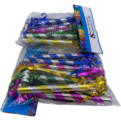 BRBCA - Metallic Party Blowouts, 8-ct. Packs - 2/PCS - Total 16-Blowouts-(2-Pack)