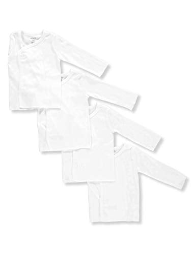 4-Pack Kimono Side-Snap Tees- White -3 Months