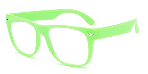 Green Kids Clear Lens Glasses Protect Child's Eyes UVB UVA