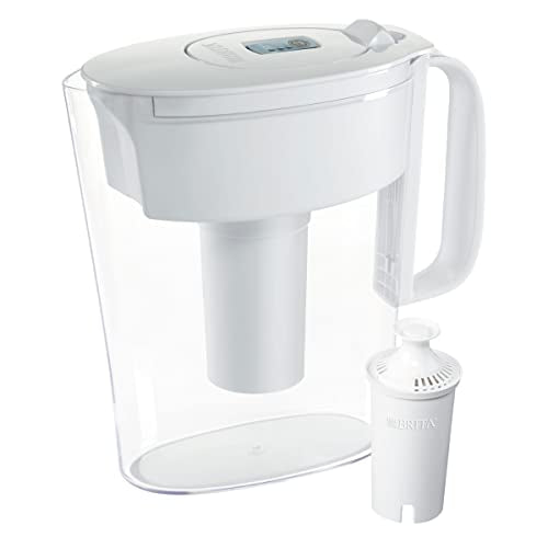 Water Filter Pitcher for Tap and Drinking Water with 1 Standard Filter, Lasts 2 Months, 6-Cup Capacity, BPA Free, White