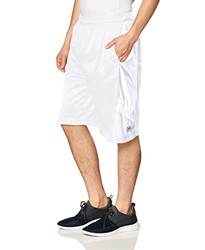 Southpole Men's Basic Basketball Mesh Shorts, White/White, X-Large