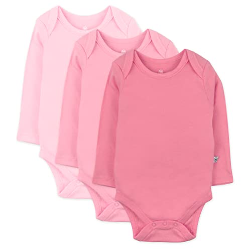 Baby 3-Pack  Cotton Long Sleeve Bodysuits, Pink Ombre, 3-6 Months