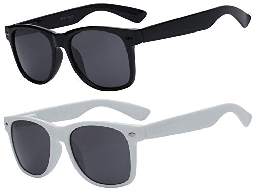 2 Pack Kids Anti Glare Polarized Smoke Lens Sunglasses Black White Frame