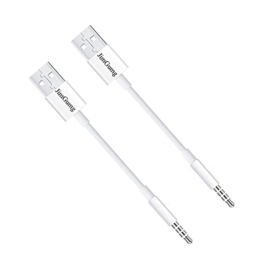 (2 pcs)3.5mm Male AUX Audio Jack to USB 2.0 Male Charger Sync Data Compatible for iPod Shuffle 3rd 4th 5th /6/7 Gen MP3/MP4 USB Cables for cellphomes