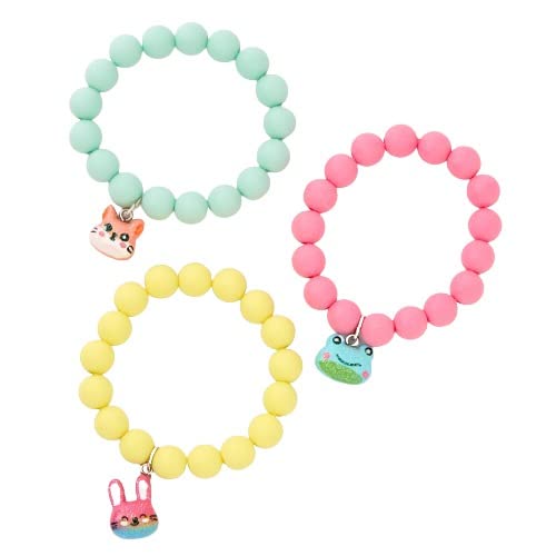 Club Little Girl Bunny, Hamster, & Frog Beaded Stretch Bracelets - 3 Pack