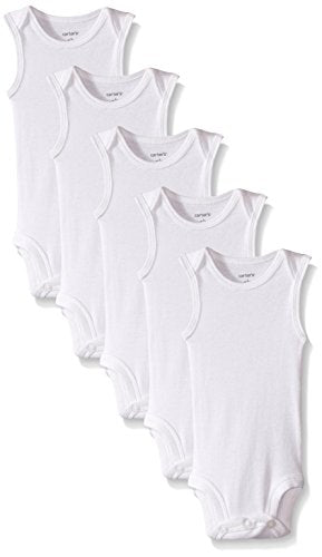 5-Pack S/L Bodysuits - White- 9 Months