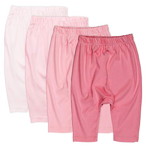 4-Pack  Cotton Cuff-Less Harem Pants, Pink Ombre, 0-3 Months