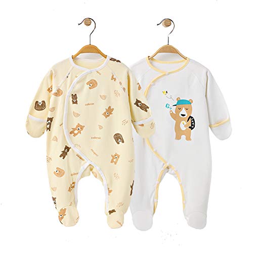 2-Pack Baby Boy Footed Sleeper with Mittens 100  Cotton Bears Pattern  Pajamas Set