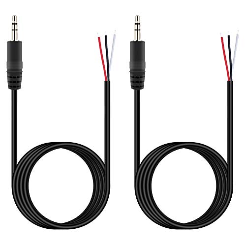 (2 Pack 6 ft) Replacement 3.5mm Male Plug to Bare Wire Open End TRS 3 Pole Stereo 1/8" 3.5mm Plug Jack Connector Audio Cable for Headphone Headset Earphone Cable Repair