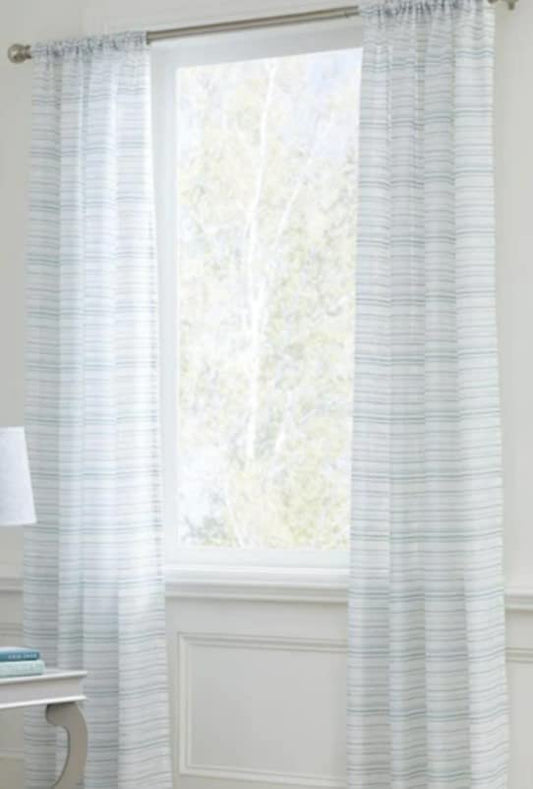 Teal Polyester Light Filtering Rod Pocket Single Curtain Panel