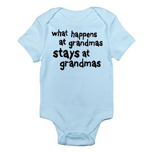 What Happens at Grandmas Stays at Gramndma s Baby Clothing Romper Body Suit  , Blue