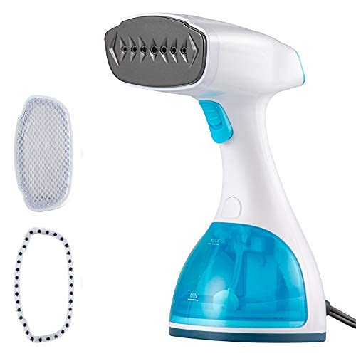 Handheld Disinfecting Steamer for Clothes, Portable Handheld Garment Steamer, quick heating with removable water tank, Dual Steam Setting, Steamer for Garments, White/Teal