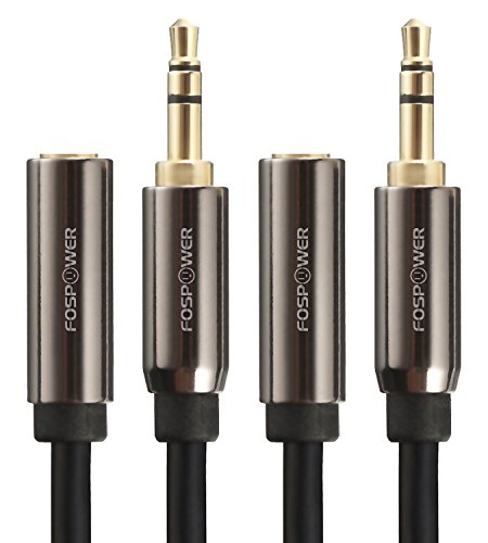 (15 Feet 2 Pack) 3.5mm Male to 3.5mm Female Stereo Audio Extension Cable Adapter [24K Gold Plated Connectors] for Apple, Samsung, Motorola, HTC, Nokia, LG, Sony & More