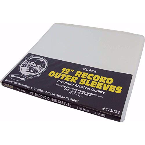 (100) 12 LP Record Outer Sleeves Premium 2 mil Thick Archival Quality, Super Clear #12SB02