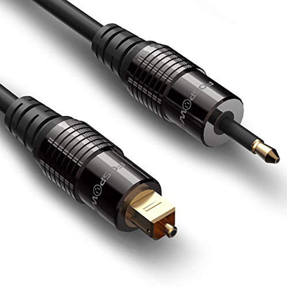 (10 Feet) 24K Gold Plated Toslink to Mini Toslink Digital Optical S/PDIF Audio Cable with Metal Connectors & Strain-Relief PVC Jacket