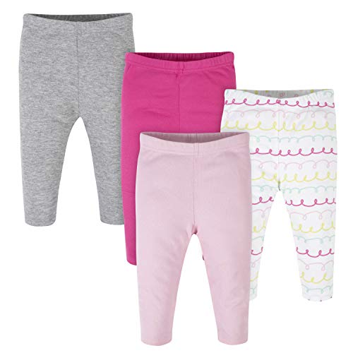 Baby 4 Pack Pants Mix n Match  to 12M, Pink Swirl Legging Pack, 0-3 Months