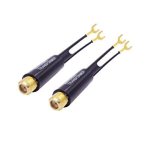 (2 Pack Gold Plated) 75 Ohm to 300 Ohm UHF/VHF/FM Matching Transformer Converter Adapter with F Type Female Coax Coaxial Connector Plug Jack for Cable Wire Antenna TV