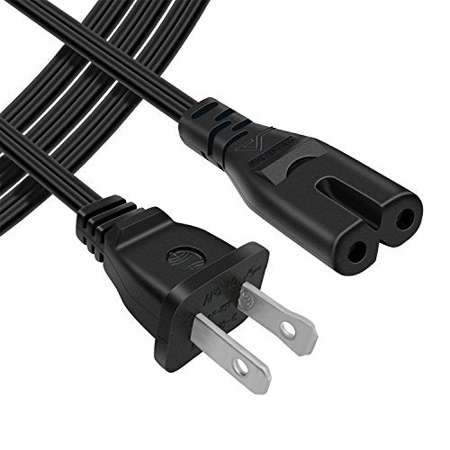 [UL Listed] 6Ft 2-Prong AC Wall Power Cable 2 Slot Cord for HP Dell Samsung Sony Asus Acer Toshiba Laptop Charger LED LCD Monitor TV Epson Lexmark Printer Ps2 Ps3 Slim Ps4 DVD Players