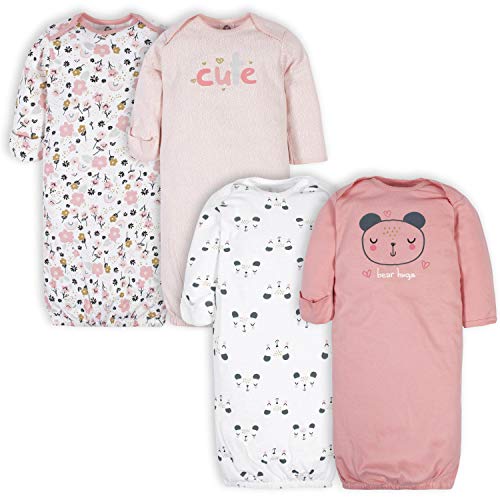 Baby 4-Pack Gown, Bear Pink, Preemie