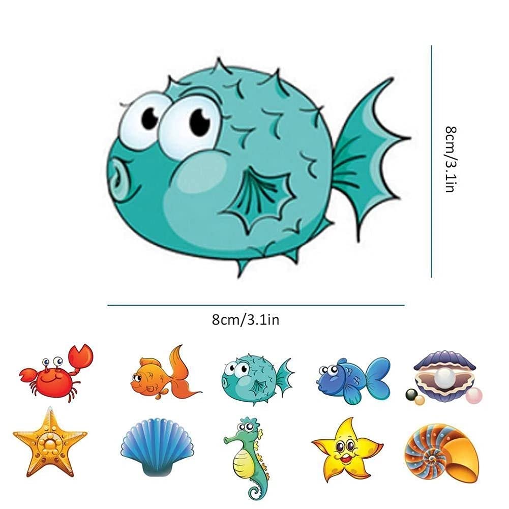 20pcs Anti Shower Stickers Marine Creatures Stickers Bathtub Dress up Baby Shower Decals Adhesive Appliques for Refrigerators, Windows, Bathtub and Smooth Surfaces Decoration