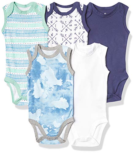 Baby  Cotton Sleeveless Bodysuit Multi-Pack, 5-Pack Dots   Dashes, 0-3 Months