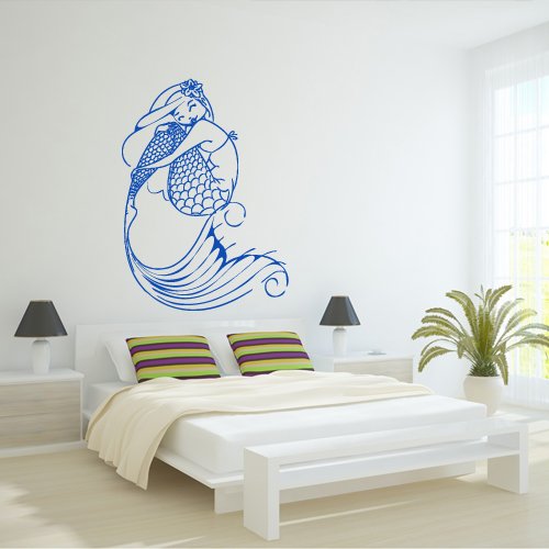 Wall Decal Decor Decals Art Mermaid Girl Fish Tail Sea Ocean Story Design Mural Bedroom (M1006)