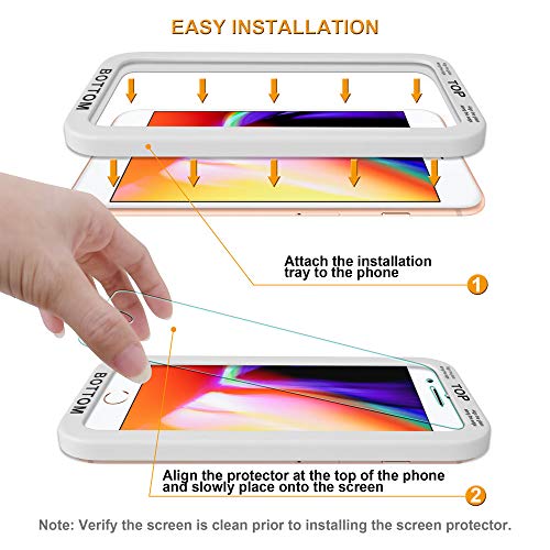 (2 Pack) Designed for Apple iPhone 8 Plus and iPhone 7 Plus (5.5 inch) Tempered Glass Screen Protector with (Easy Installation Tray) Anti Scratch, Bubble Free