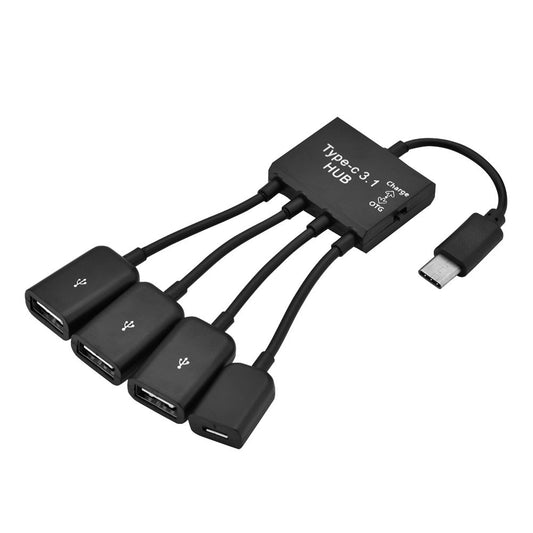 4 in 1 USB3.1 Type C HUB, Type C Male to 3 USB 2.0 Female Ports, OTG Function Supported, Cellphone Smart Phone PC Accessory