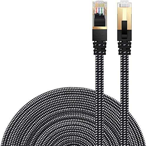 [Upgraded] Cat 8 Ethernet Cable, Nylon Braided 10ft High Speed Network Cable LAN Cable Wires CAT 8 RJ45 Ethernet Cable Cord 3ft 10ft 16ft 26ft 33ft 50ft 66ft 100ft (Black 10ft)