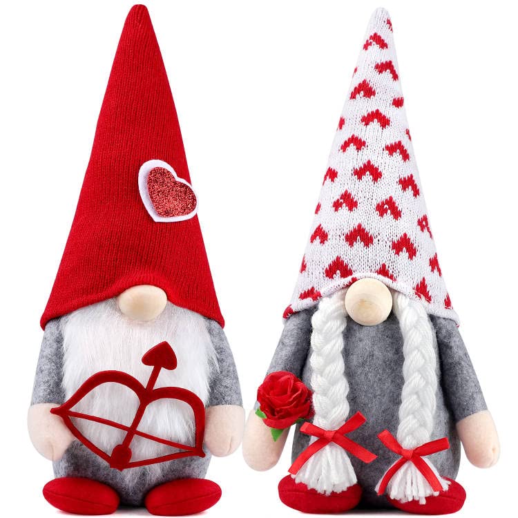 2pcs Valentine Gnomes Pl h, Valentines Day Decorations Valentines Decor for Table, Scandinavian Tomte Elf Gnomes Valentines Day Gifts for Her Him