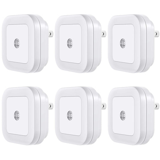 'Lyra' LED Night Light, Plug-in [6 Pack] Super Smart Dusk to Dawn Sensor, Night Lights Suitable for Bedroom, Bathroom, Toilet, Stairs, Kitchen, Hallway, Kids,Adults,Compact Nightlight, Cool White